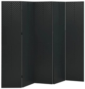 vidaXL Divisória de quarto com 5 painéis aço 200x180 cm preto