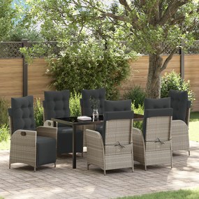 vidaXL Conjunto de Jantar de Jardim de 7 Peças Cinza Claro em Rattan Poliéster