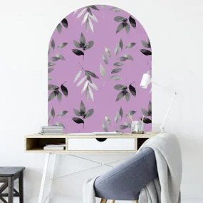 Autocolante de parede por cima da mesa de café - Arco com flores pretas e brancas