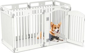 Parque para cães com 6 painéis de 81 cm com porta com fecho seguro e estacas para fixar no solo ideal para animais de estimação pequenos e médios bran