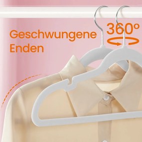 Conjunto de 50 cabides Cabides de veludo antiderrapantes brancos