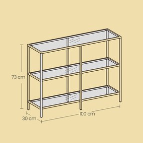 Mesa consola 100 x 30 x 73 cm (C x L x A) com 3 níveis Preto