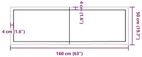 Prateleira de parede 160x50x(2-4)cm carvalho maciço não tratado