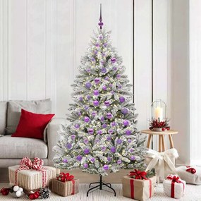 vidaXL Árvore de Natal Artificial Verde e Branco 180 cm PVC e Metal