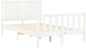 Cama sem colchão 120x200 cm madeira de pinho maciça branco