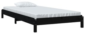 Cama empilhável 90 x 190 cm madeira de pinho maciça preto