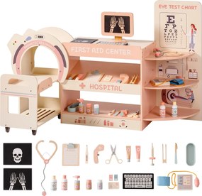 Centro de atividades de médico para crianças de madeira 114 x 72,4 x 29,5 cm