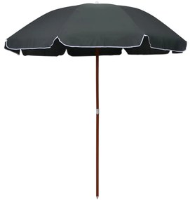 Guarda-sol de jardim com poste de aço 240 cm antracite
