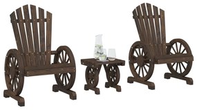 3 pcs conjunto lounge de jardim madeira de abeto maciça