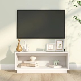 Móvel de TV 90x35x35 cm madeira de pinho maciça branco