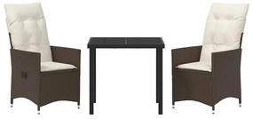 Conjunto de Jantar de Jardim com 3 Peças e Almofadas em Rattan Sintéti