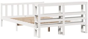 Cama sem colchão 140x200 cm madeira de pinho maciça branco