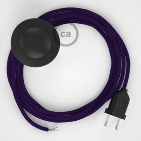 Cabo para candeeiro de chão, RM14 Violeta Seda Artificial 3 m. Escolha a cor da ficha e do interruptor.