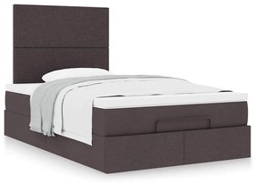 Estrutura cama otomana colchão 120x200cm tecido castanho escuro