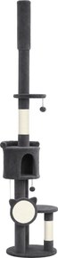 PawHut Arranhador até o teto 225–255 cm altura ajustável Árvore para gatos com 5 andares, postes de sisal, placa para arranhar, rede | Aosom Portugal