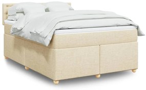 vidaXL Cama com molas/colchão 140x200 cm tecido cor creme