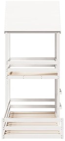 Beliche com telhado 90x200 cm madeira de pinho maciça branco