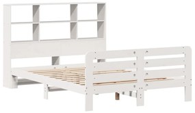 Cama sem colchão 140x200 cm madeira de pinho maciça branco
