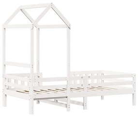 Estrutura de cama com telhado 75x190 cm pinho maciço branco