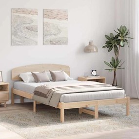 Estrado de Cama com Cabeceira 120x190 cm Madeira Sólida de Pinho