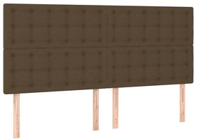 Estrutura de cama sem colchão 160x200 cm tecido castanho-escuro