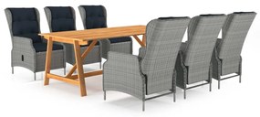 vidaXL 7 pcs conjunto de jantar para jardim cinzento-claro