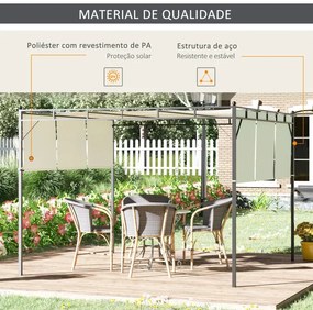 Pérgola de Jardim com Teto Retrátil em Aço - 3x3m