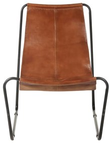 Cadeira de descanso couro genuíno castanho