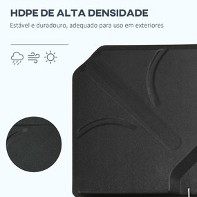 Base para Chapéu de Sol de 4 Peças Recarregável com Areia 72 kg ou Água 56 kg para Jardim Pátio ou Terraço Preto