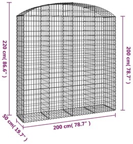Cesto gabião arqueado 200x50x200/220 cm ferro galvanizado