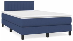 vidaXL Cama boxspring com colchão 120x190 cm tecido azul