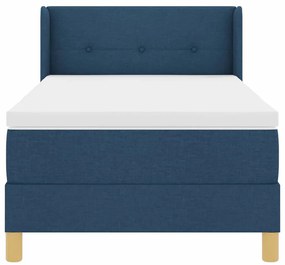 Cama Box Spring com Colchão Azul, 80 x 200 cm, Tecido