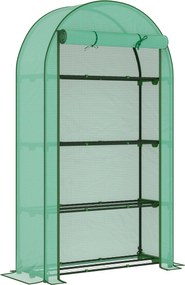 Outsunny Estufa Pequena com 4 Prateleiras Porta Enrolável Cobertura de PE e Estrutura de Aço para Cultivos 105x45x160 cm Verde | Aosom Portugal
