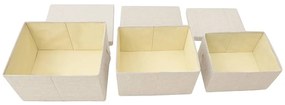 Conjunto caixas de arrumação empilháveis 3 pcs tecido cor creme
