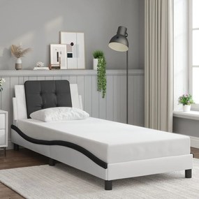 vidaXL Estrutura de cama sem colchão Zadar couro artificial branco e preto