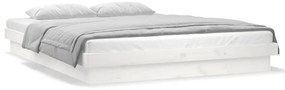 Estrutura de cama c/ LED 140x190 cm branco