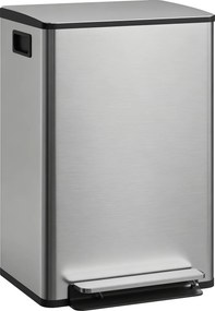 HOMCOM Balde de Lixo de Cozinha com 50 L Pedal Balde Removível Tampa de Fecho Suave 41,7x36,6x62 cm Prata | Aosom Portugal