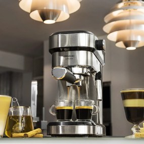 Máquina de café Express Cafelizzia 790 Steel Espressos e cappuccino, 1350 W, sistema Thermoblock, 20 bares, modo automático para 1 - 2 cafés, vaporiza