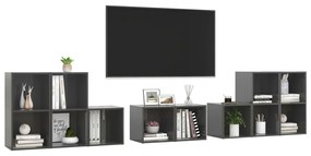 8 pcs conjunto móveis de TV derivados madeira cinza brilhante