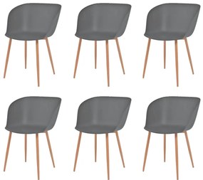 vidaXL Cadeiras de jantar 6 pcs plástico cinzento