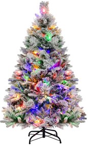 Árvore de Natal artificial de 180 cm com neve e 8 modos de luz e 850 pontas de galhos de PVC PE