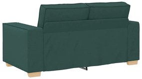 Conjunto de Sofá de 3 Peças com Almofadas em Tecido Verde Escuro