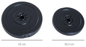 HOMCOM Conjunto de 4 discos de peso de 5 kg e 10 kg com orifício de Ø2