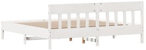 Cama sem colchão 200x200 cm madeira de pinho maciça branco