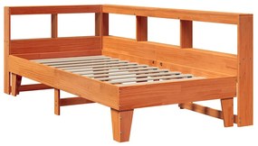 Cama com estante sem colchão 90x200cm pinho maciço castanho-mel