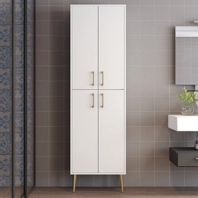 Armário Multiusos Berlin – Branco/Dourado – 60x202x35 cm