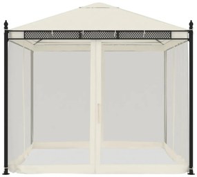 Gazebo com paredes de malha 2,93x2,93 m aço creme