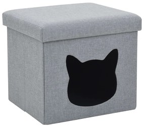 vidaXL Ninho para gatos dobrável linho artificial 37x33x33 cm cinzento