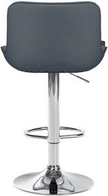 Banco alto em couro sintético com estrutura prateada 85-106 x 49 x 51 cm cinzento
