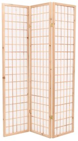 vidaXL Biombo dobrável com 3 painéis estilo japonês 120x170 cm natural